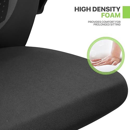 Miniatura 8 de Magshion Silla de oficina para invitados con soporte lumbar y reposabrazos deslizables, malla de malla de respaldo medio, serie de rejilla de aire