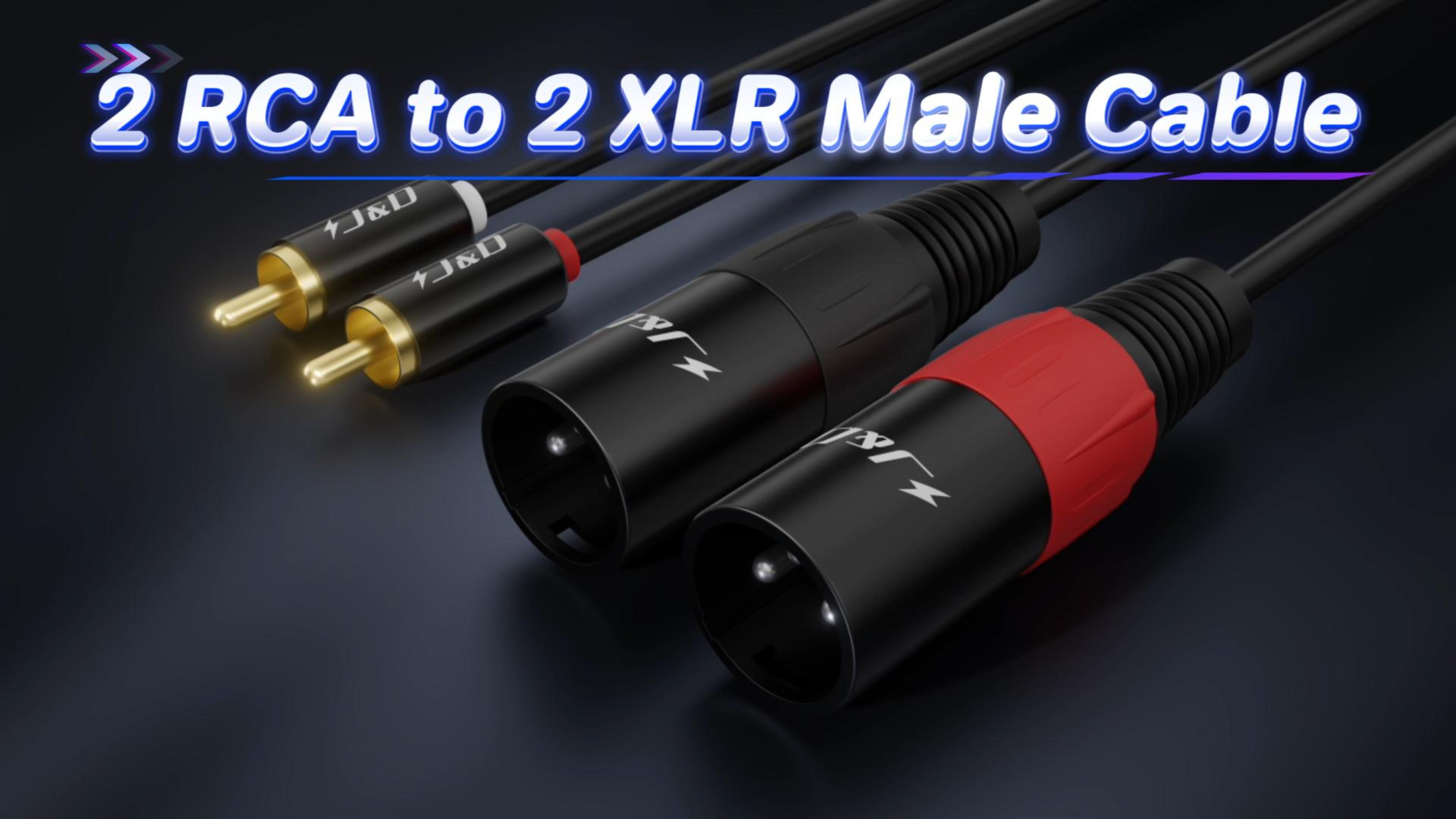 J&D 2 RCA to XLR Male Cable (6 Feet/1.8 Meter), Unbalanced Dual
