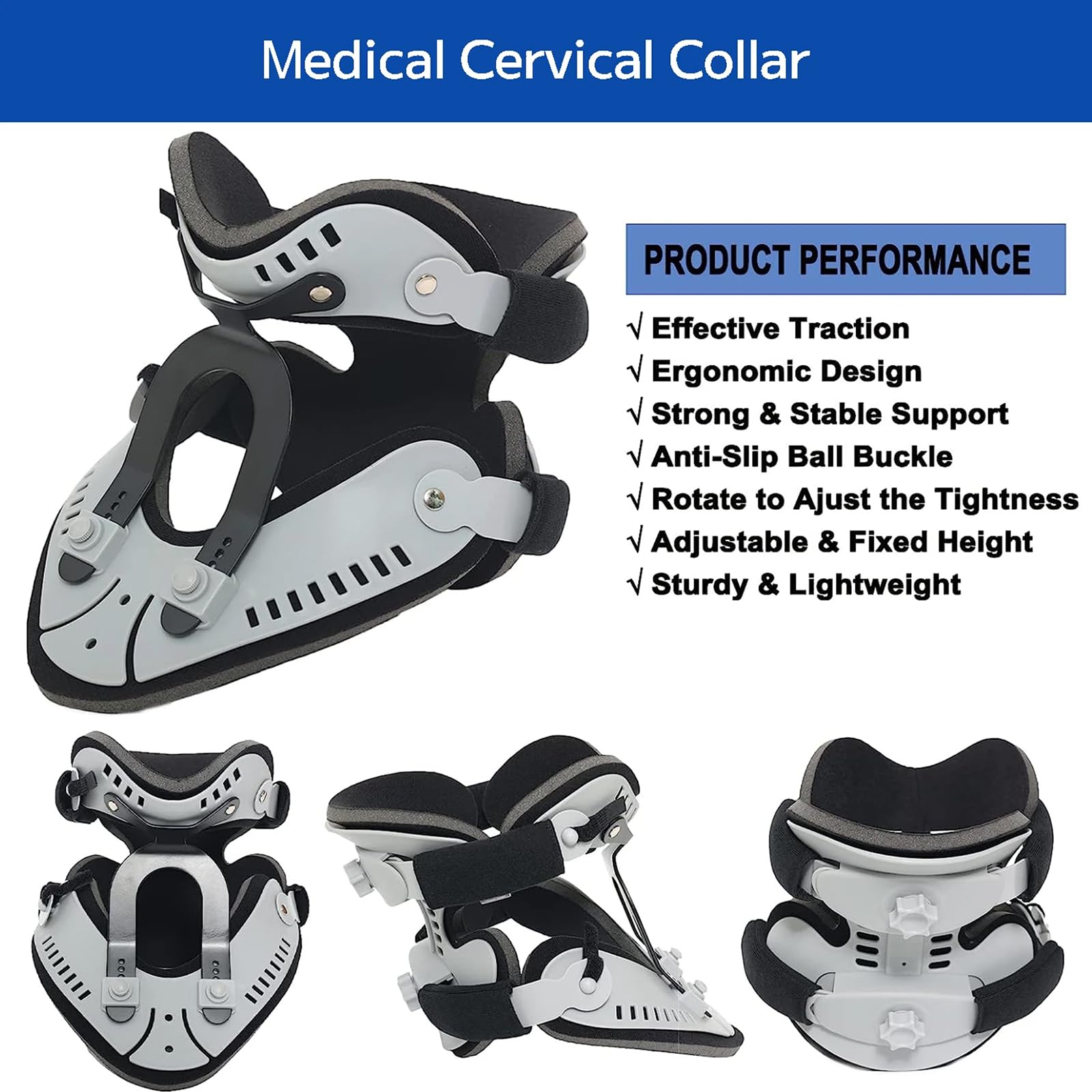 Dispositivo De Tracción del Cuello Cervical, Camilla De Cuello Ajustable, Collar De Cuello Cervical, 6 Niveles De Altura Ajustable Y Empuja El Espacio Intervertebral Uniformemente
