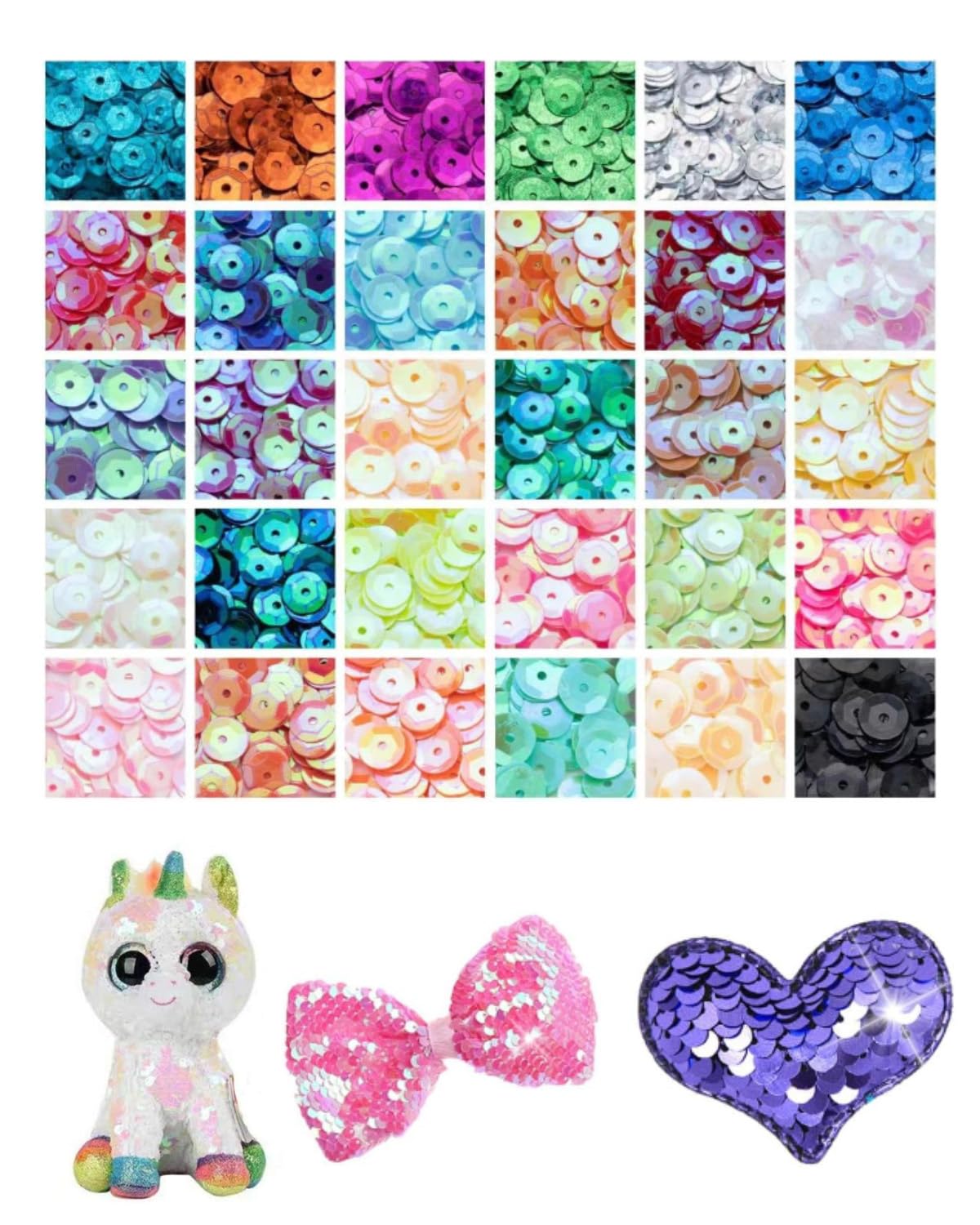Sequins à Coudre 6mm - 20 Couleurs 10000 Paillettes Avec Boîte Pour Couture, Loisirs Créatifs, Vêtements Et Décoration