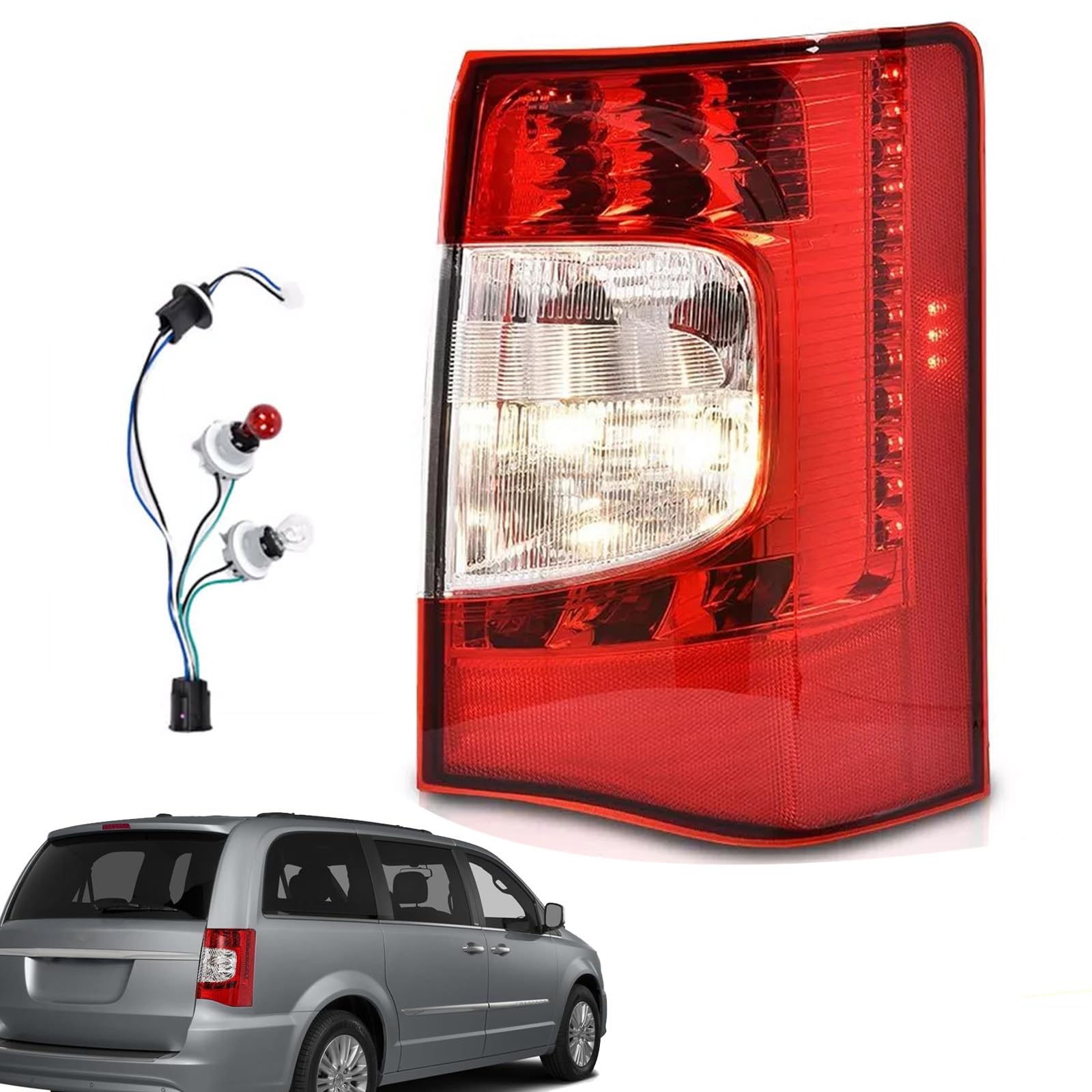 For 2011 2012 2013 2014 2015 2016 Chrysler Town & Country Tail Lights w/Bulbs LED Halogen Assembly for 11-16 Town and Country Taillights Brake Rear Lamps, Right Passenger Side CH2801198 : Automotive