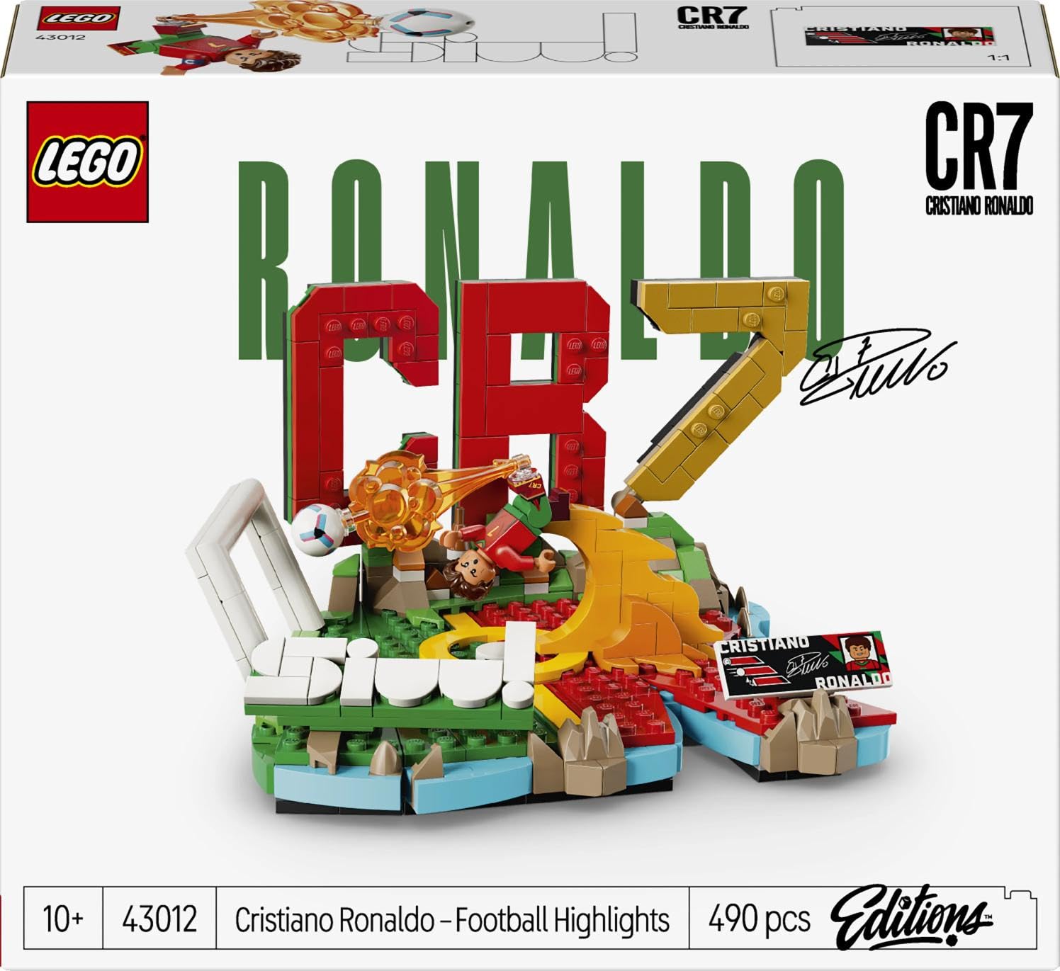 LEGO Editions Cristiano Ronaldo - Fußball-Highlights Spielzeug - 3D Modellbau mit Minifigur zum Sammeln - Kinderzimmer Deko - Geschenk für Jungen, Mädchen ab 10 Jahren und erwachsene Sportfans - 43012
