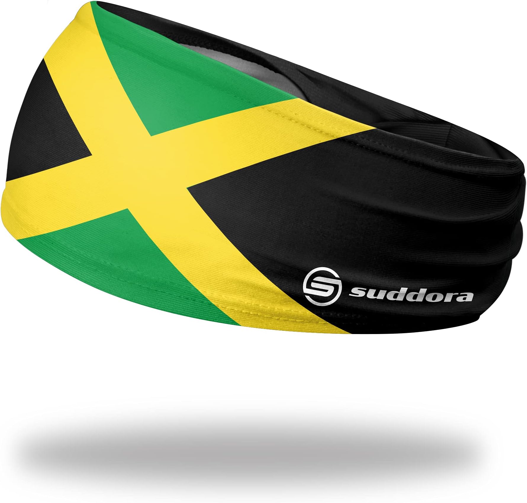 Suddora Country Flag Headbands, Wide Headbands with Jamaica National Flag, Tapered Style Boho Headbands for National Sports Events, Non-Slip Fabric Sweatband for Soccer, Tennis, Workout, Costume