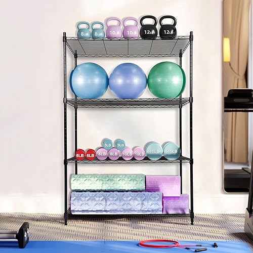 Miniatura 2 de Whitmor Estantería de almacenamiento de 4 niveles, resistente con ruedas, estante de alambre organizador de acero ajustable, capacidad de 400 libras