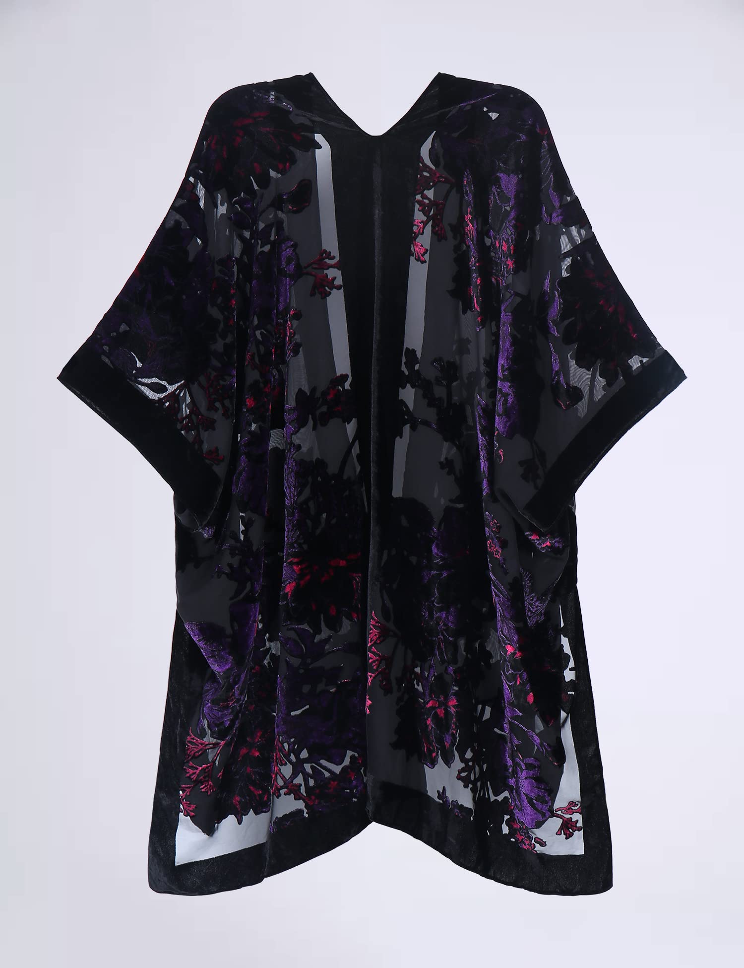 MJ SERECA Damen Long Burnt Velvet Cardigan ohne Quaste (Blue Square/Twig)…