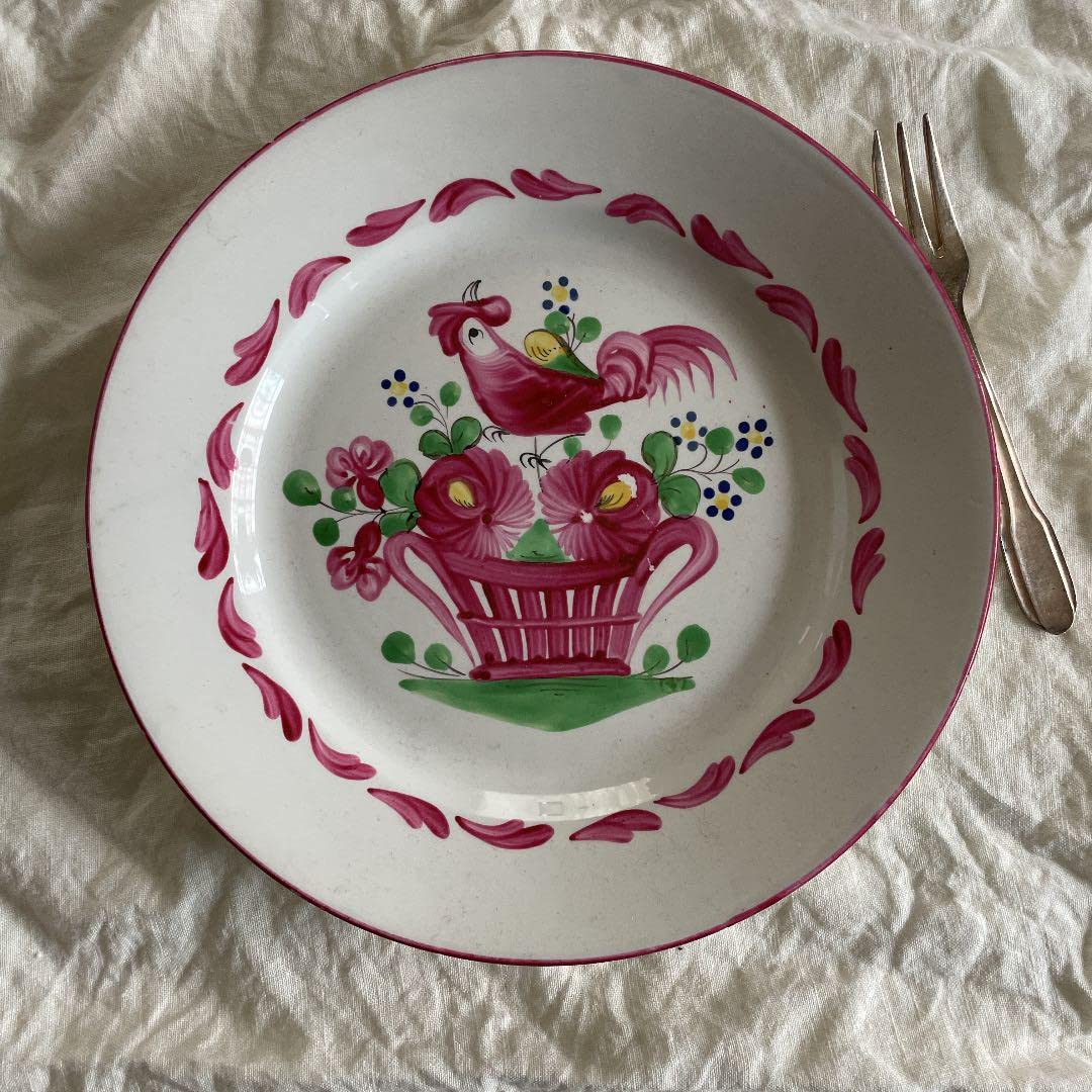 フランスアンティークプレート深皿22cm GIEN ジアン maltinets 深皿