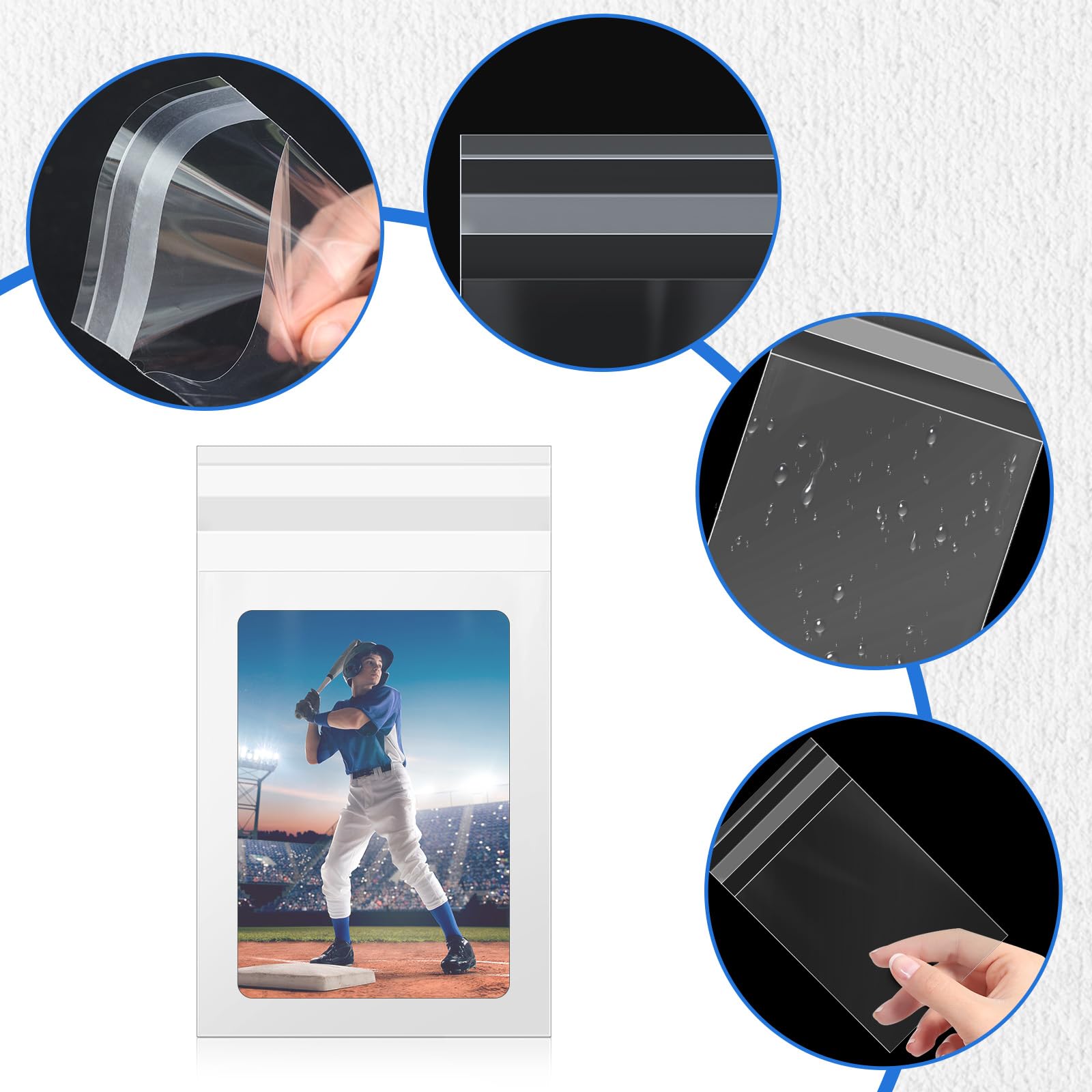 DEDC 100 Stück Kartenhüllen Team-Taschen für Sammelkarten, Team-Tasche passend für 3 x 4 Toploader für Sammelkarten, Versand, Sport, abgestufte Kartenhüllen (100 Stück)