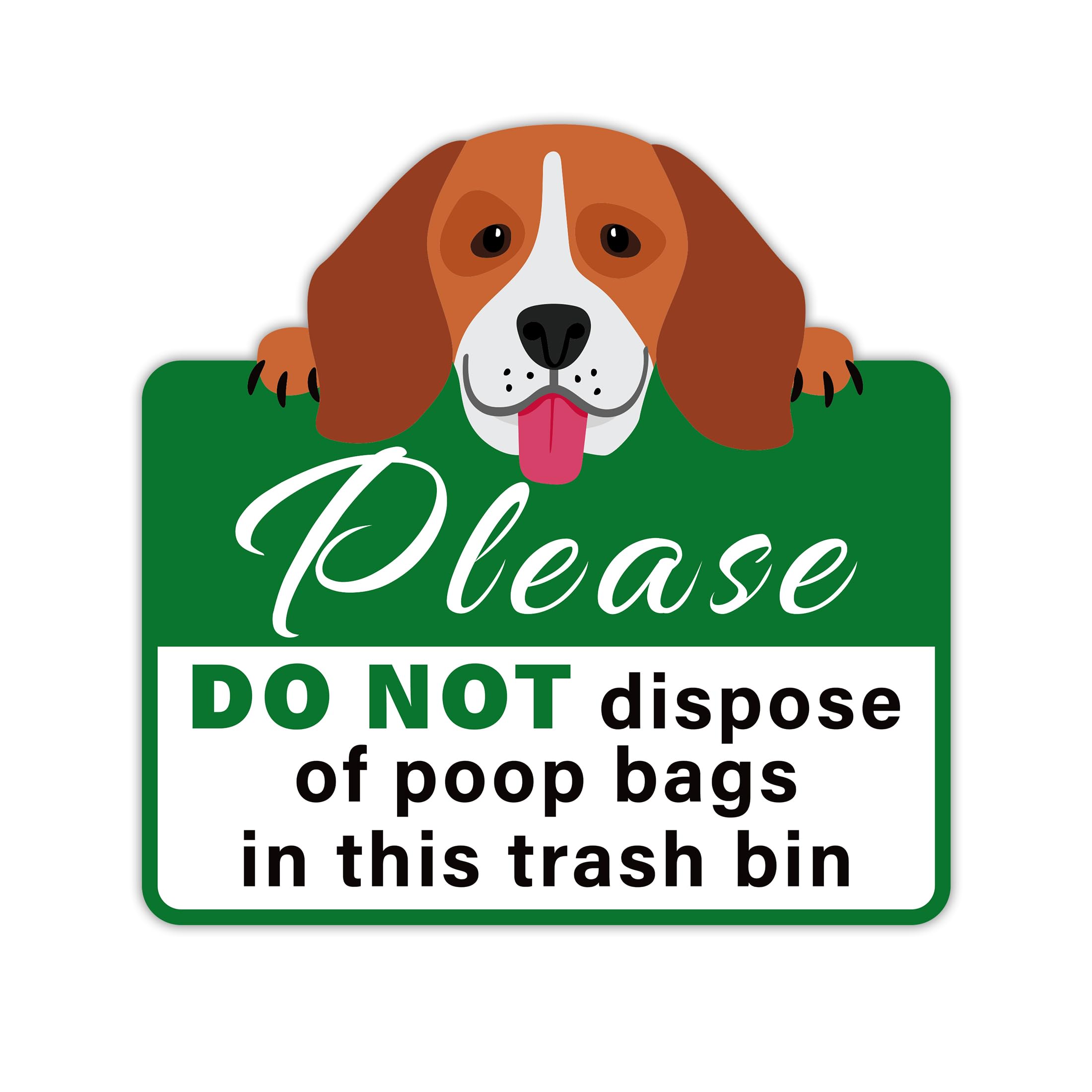 Please Do Not Dispose Poop Bags in Trash Bin Sign, Self-Adhesive Weatherproof Do not Throw Dog Poop Bag in This Trash Can Sticker, Trash Can Lable for Home, House, Yard, Restaurant（7.9" x 7.9"）