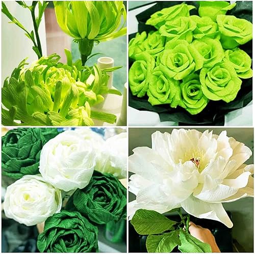 Miniatura 4 de KYMY Papel crepé, rollos de papel crepé, kits de bricolaje de flores con cables de hierro y cinta, serpentina de papel crepé para cumpleaños, boda,