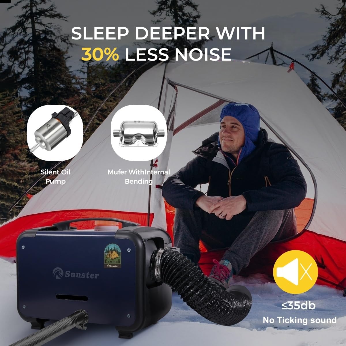 Sunster 8kW Luft Dieselheizung, 12V/24V /230V Diesel Standheizung 0,12–0,45 L/h mit Bluetooth APP & AC Power Adapter, Automatik-Start-Stopp, Tragbare Dieselheizung für LKW Transporter Wohnmobil