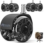 Office Chair Wheels, Heavy Duty Chair Wheels Replacement, Smooth & Quiet Caster Set for Hardwood Floors and Carpets, Universal Fit 11x22mm, Easy Install - Black