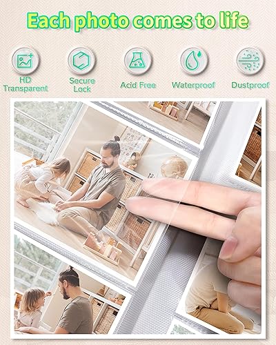 Miniatura 4 de Artfeel Álbum de fotos de 4 x 6 pulgadas con 300 bolsillos, álbumes de fotos deslizables, cubierta de lino, libro de recuerdos con ventana frontal,