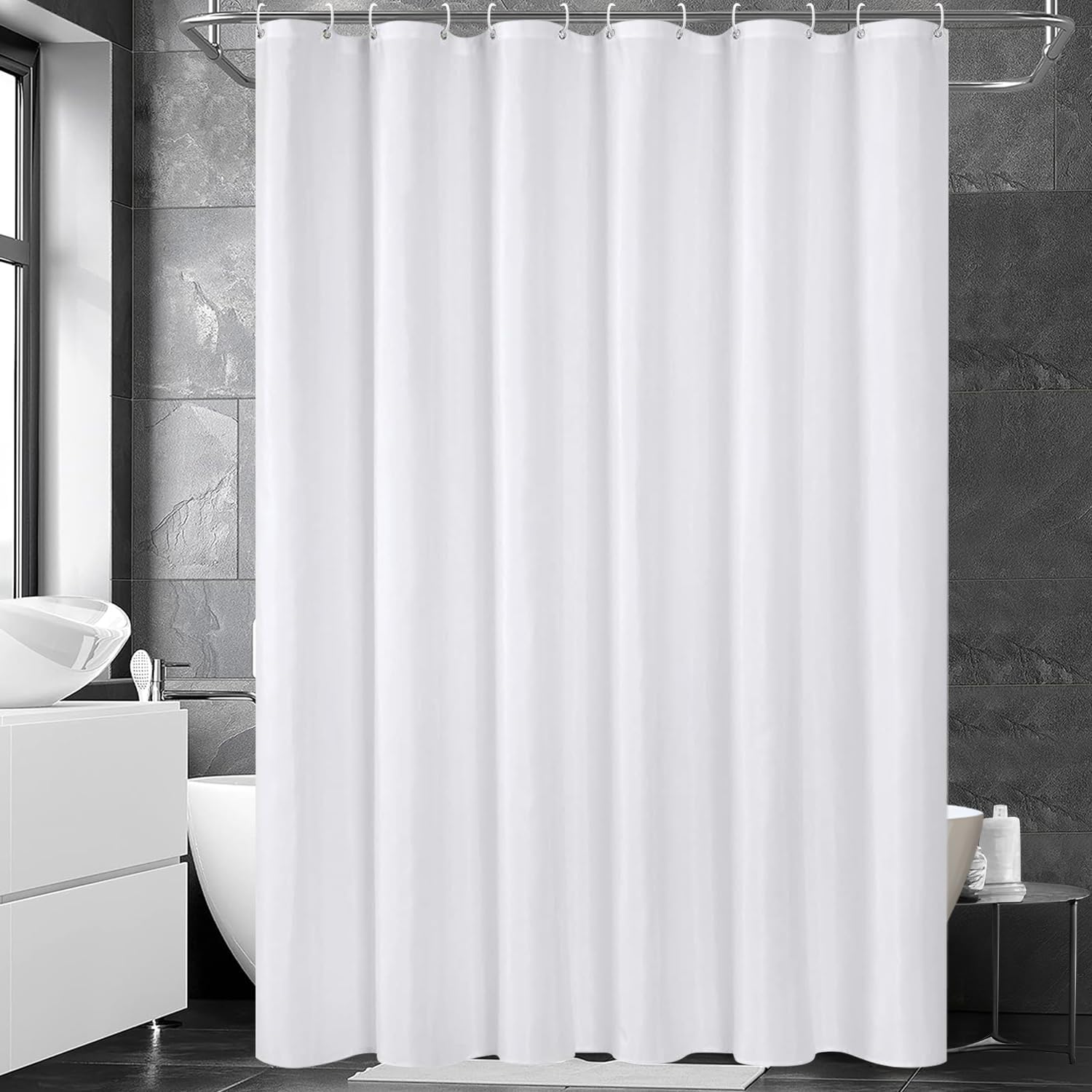 UFRIDAY White Shower Curtain 72 x 72 inch, Hotel Fabric Machine