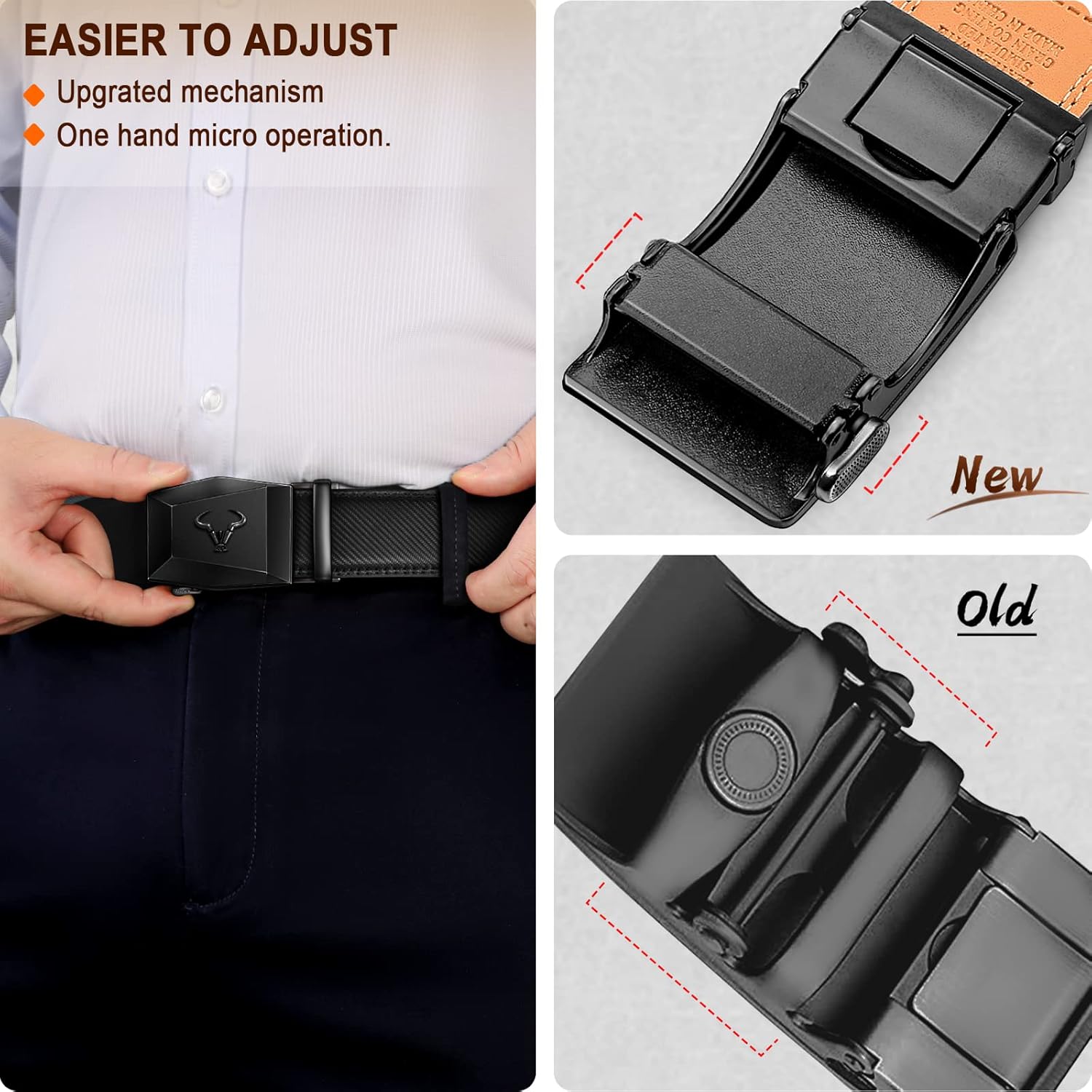 BULLIANT Men's Belt – Ratchet Leather Belt for Men Dress and Casual Pants Jeans 1 3/8" - Image 5