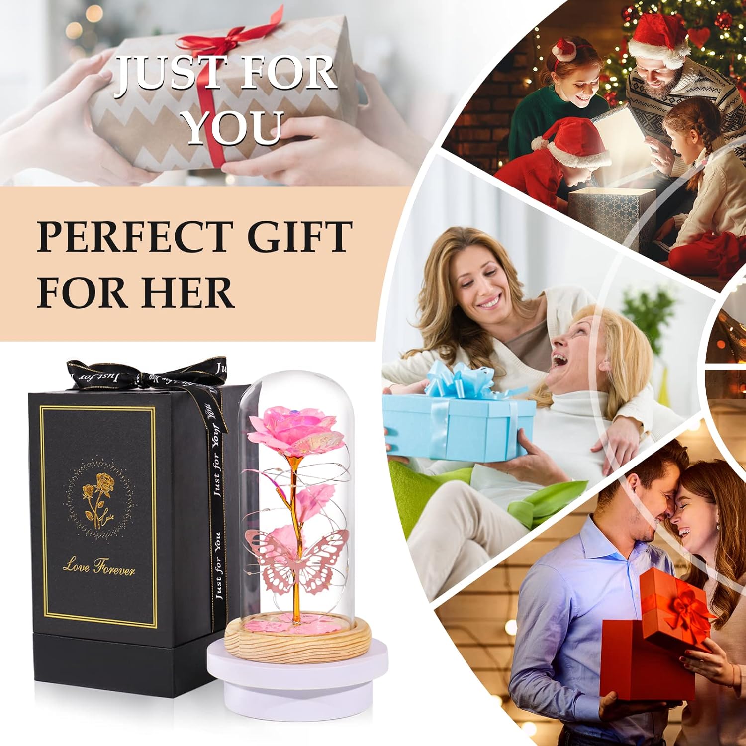 Beferr Valentines Day Rose Gifts for Her Women Mom, Galaxy Glass Rose Forever Preserved Flowers for Delivery Prime Rose in Glass Dome Valentine's Day Flowers Gifts for Wife Daughter Anniversary NPink - Image 9