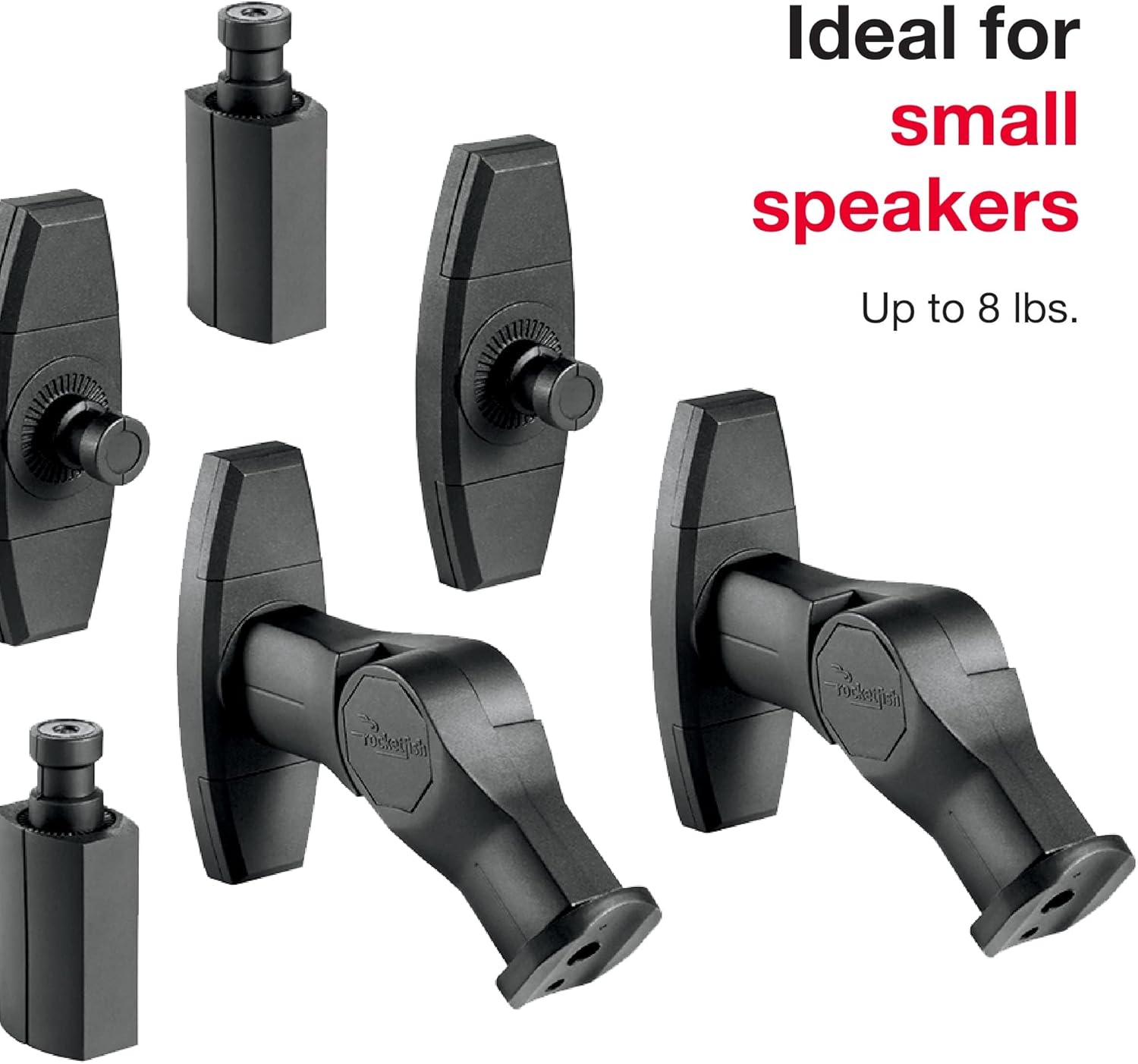 RocketfishTM - Tilting Wall Mounts for Most Small Speakers (2-Pack) - Black
