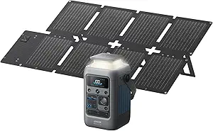 Anker SOLIX C300 DC Power Bank Station and 60W Solar Panel, 288Wh Portable Power Station, LiFePO4 Battery, 300W Solar Generator, for Outdoor, Camping, Traveling, and Emergencies