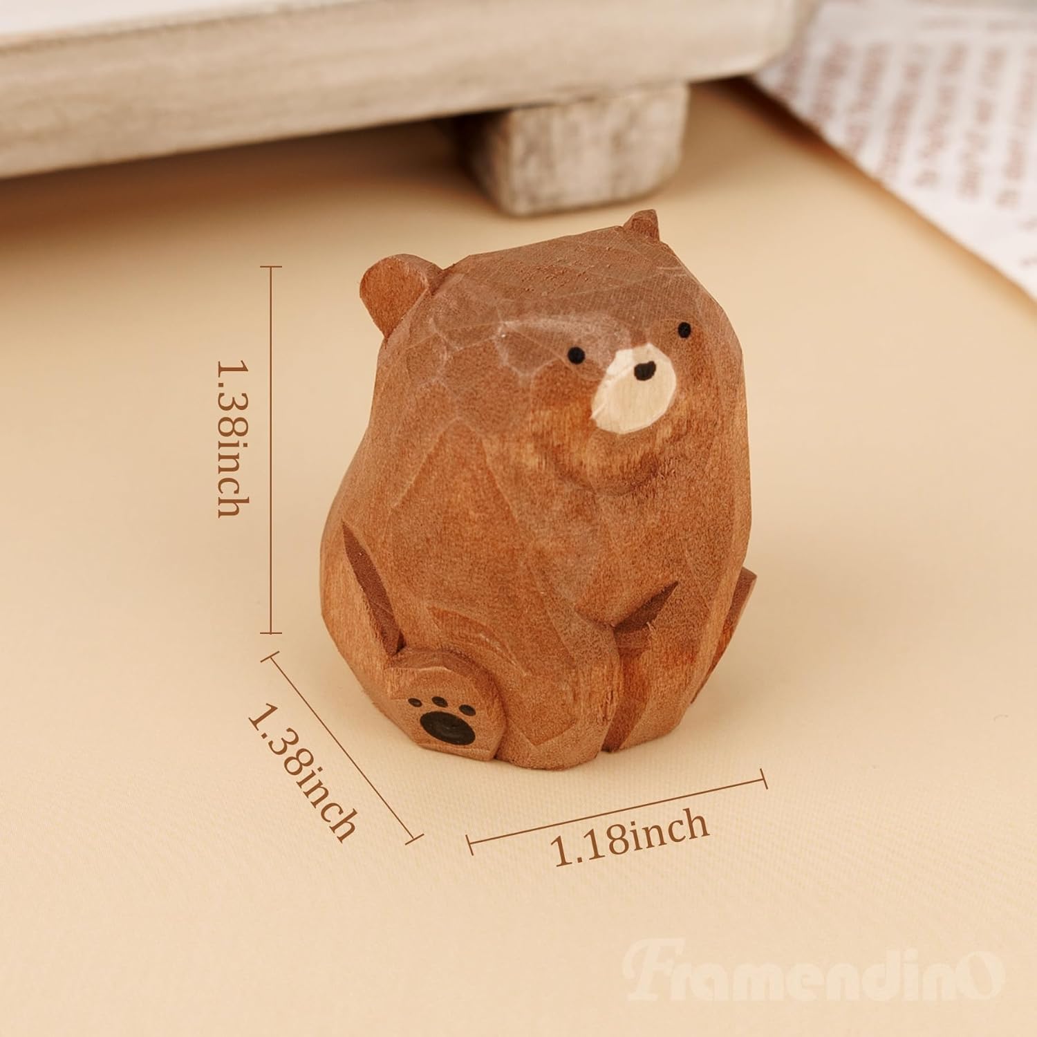 Framendino, 3 Pack Mini Wooden Bear Figurines Home Decor Cute Rustic Animal Statue for Room Black - Image 2