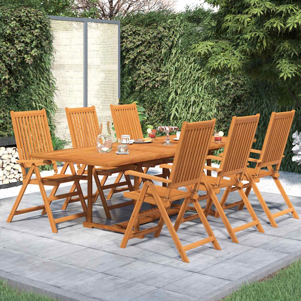 Set Jardin 7 Piezas Mesa Extensible 160-240 cm Acacia | Sillas Plegables 5 Posiciones, Madera Maciza, Aceitada, Max 110 kg por Asiento