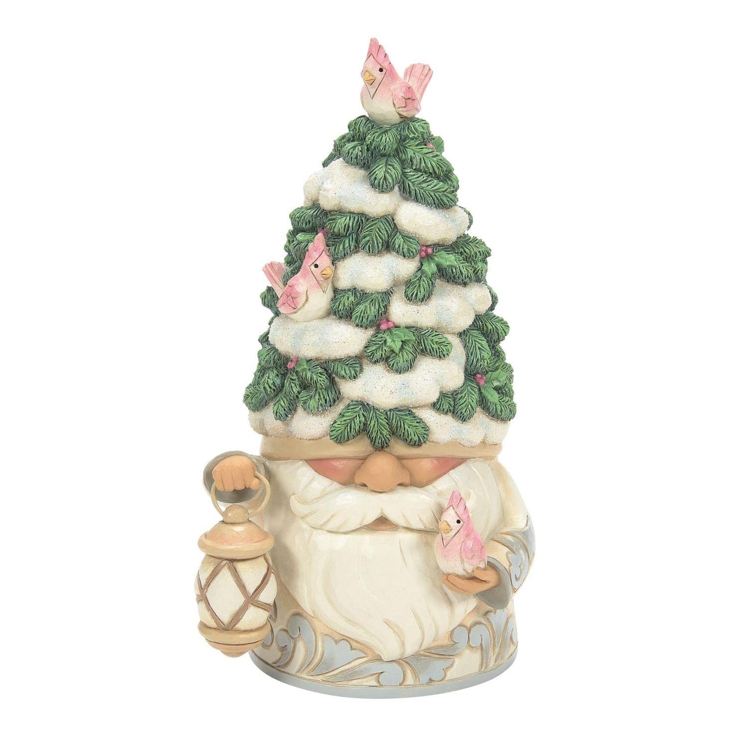 EnescoJim Shore Heartwood Creek Four Seasons White Woodland Fir-Ever Festive Gnome with Evergreen Tree Hat Figurine, 7.09 Inches