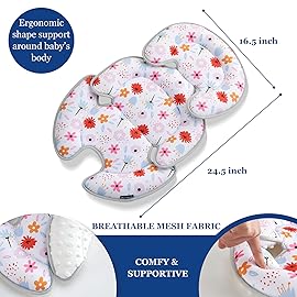 Innokids Head and Body Support Pillow Infant Car Seat Insert for Newborn to Toddler Stroller Cushion (Floral)