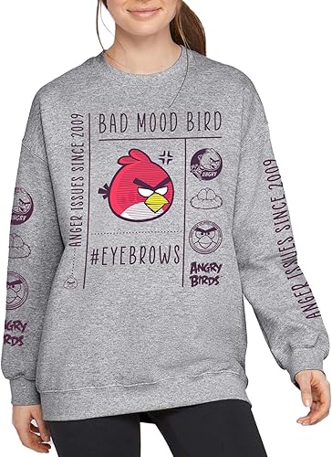 Miniatura 2 de Angry Birds Sudadera oficial de Bad Mood Bird para adultos, de forro polar, cuello redondo, unisex