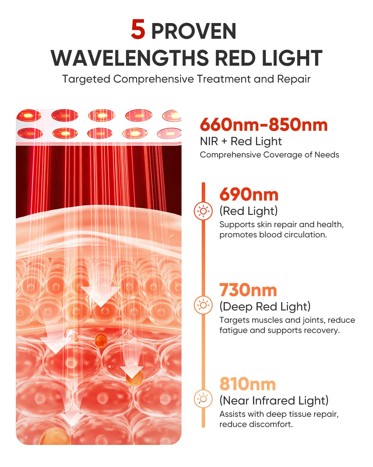 Dispositivo portátil de luz roja, mini panel de luz roja de mano de 660 nm, 850 nm y 1060 nm