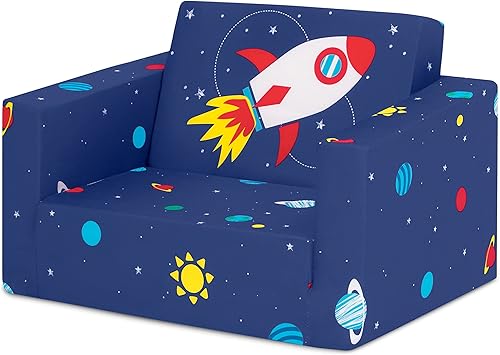 Miniatura 12 de Delta Children Cozee - Sofá convertible 2 en 1 de sofá a cama, cómodo sofá abierto y cama para niños Batman, Camuflado azul, Azul (Blue Unicorn),