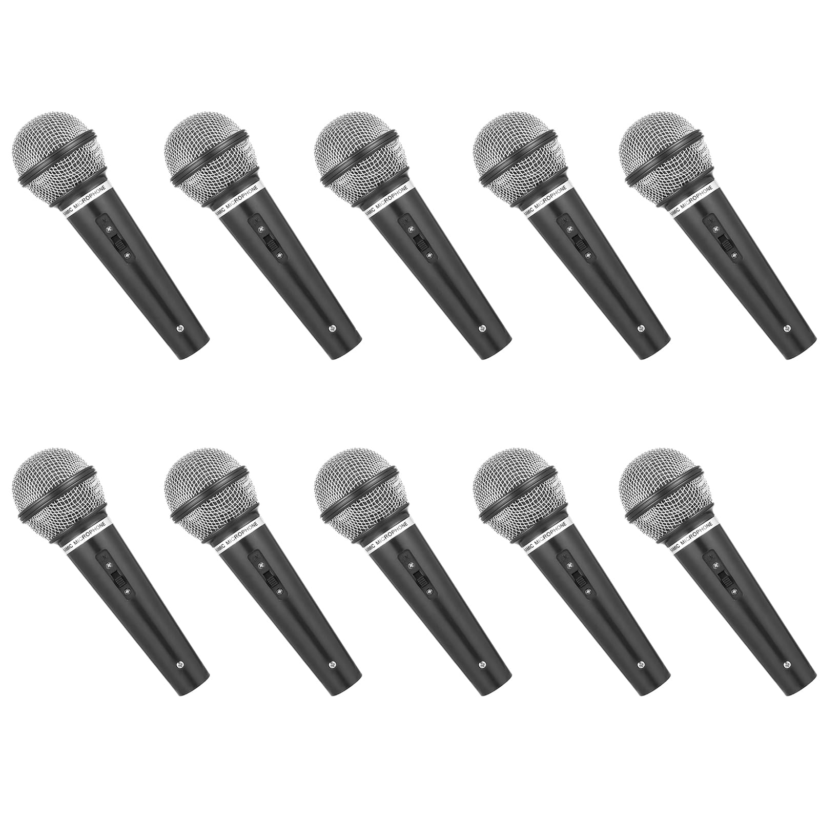 Lezevn 10 Pieces Black Simulation Microphone Toy Prop Plastic Newscaster Mic Realistic Stage Performance Costume Accessories for Costume Role Singing And Play(17CM)