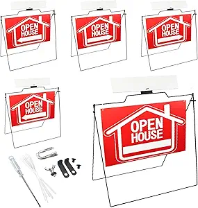 5 Pack Open House Signs for Real Estate - 30"x28" A-Frame Stands With Weatherproof Banner - Realtor Signs