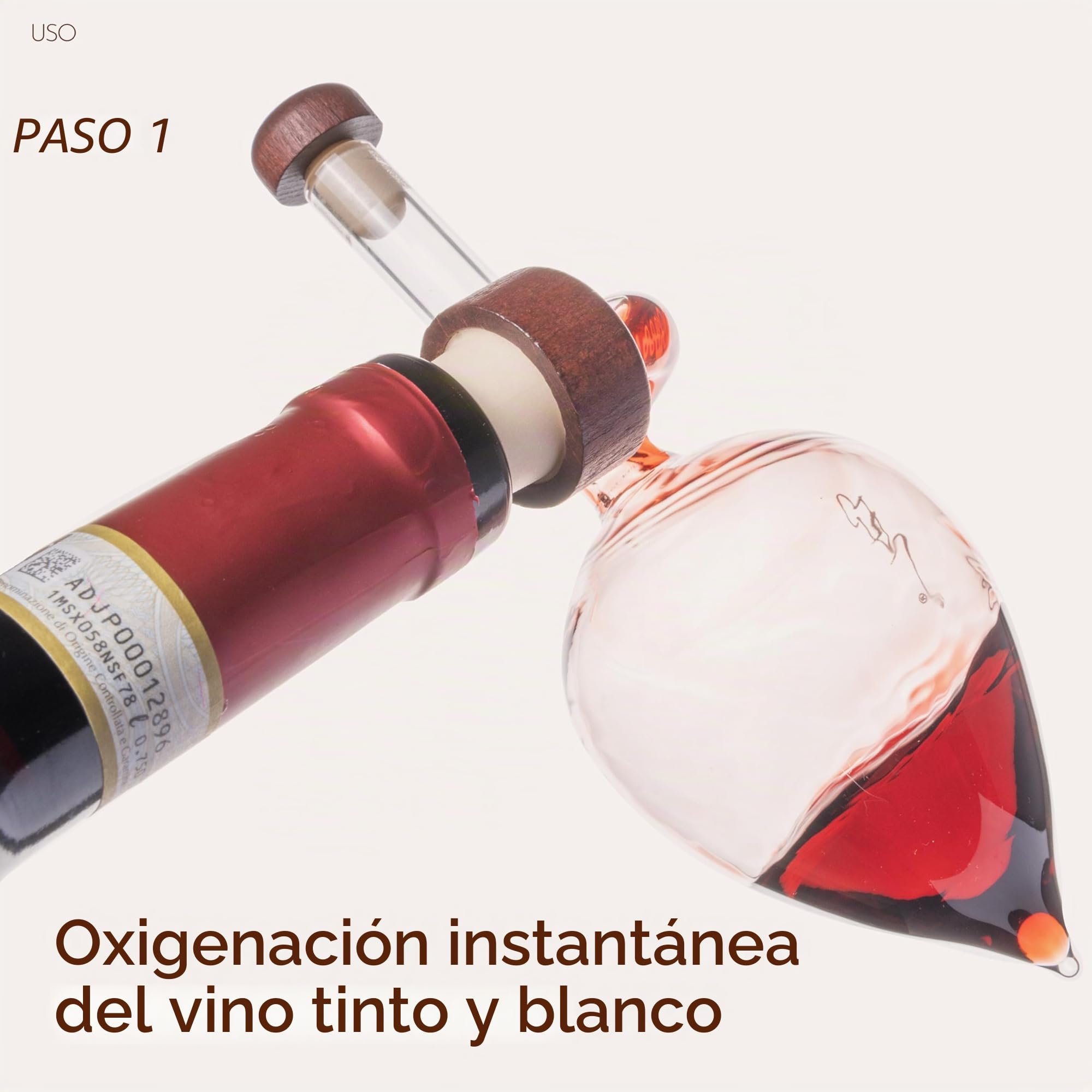 Decantador para vino con aireador de vidrio soplado 150 ml – Decantador profesional para vino tinto y blanco – Idea regalo para amantes del vino