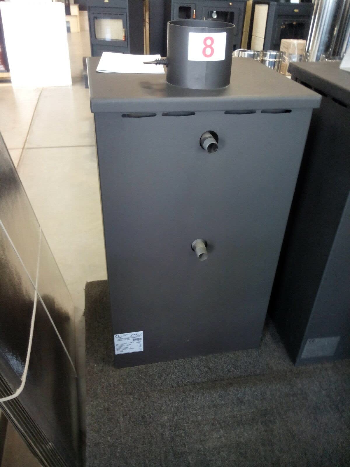 Prity K1CPW8 - Stufa a legna in ghisa, con rivestimento ad acqua e caminetto