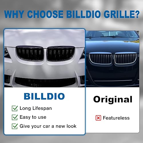 Miniatura 5 de Parrilla E90 - Rejilla frontal para riñón con doble listón, color negro brillante, compatible con BMW serie 3 2005-2008, E90, 320i, 325i, 325xi,