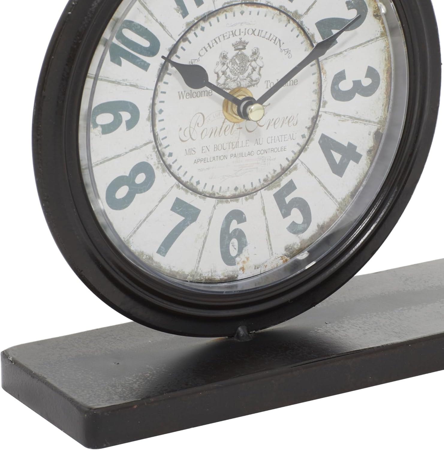 Deco 79 Metal Decorative Clock Bike Mantel Clock, Tabletop Clock 13" x 3" x 12", Brown