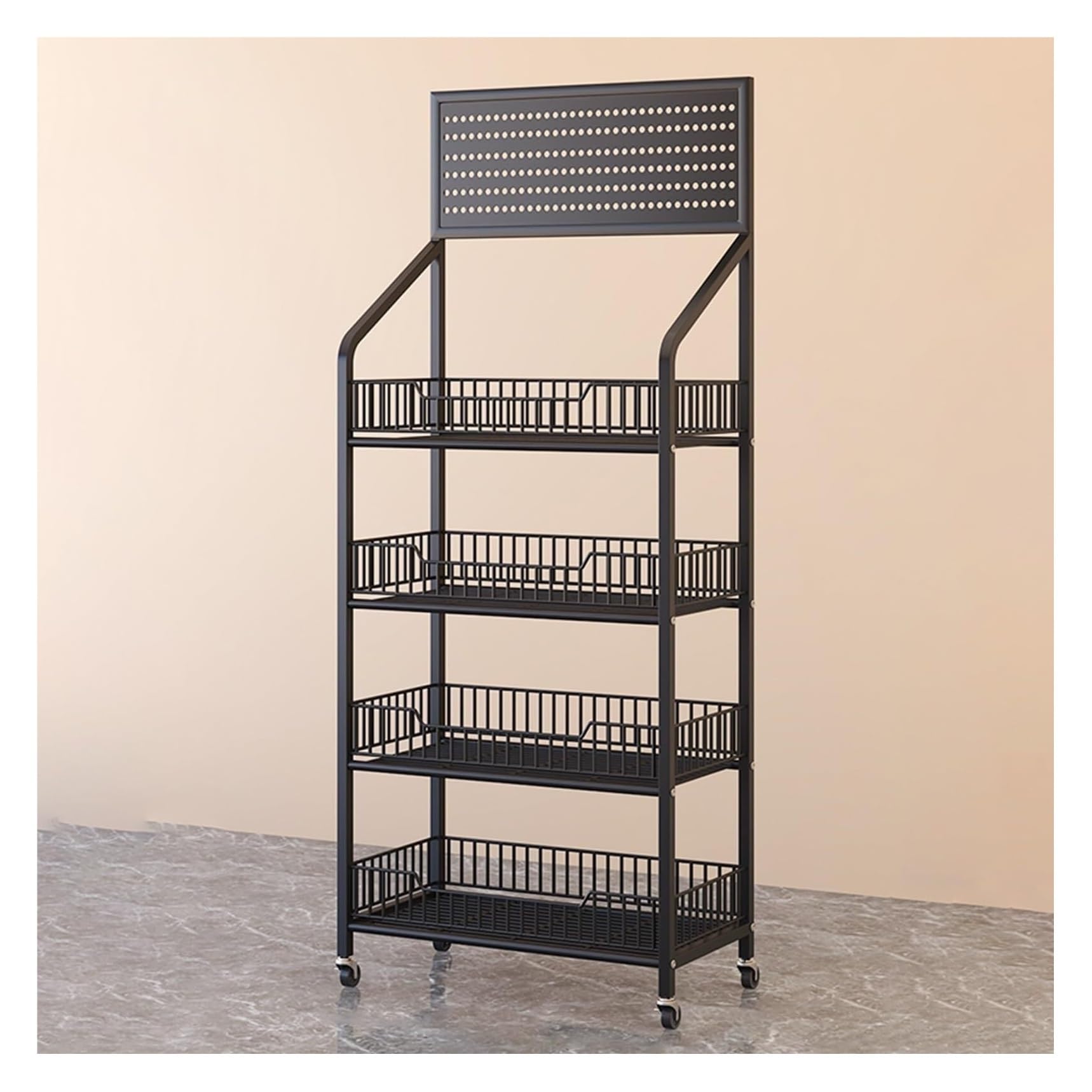 Carrito de cocina de 4 niveles, ideal como cesta para aperitivos, frutas y verduras frescas