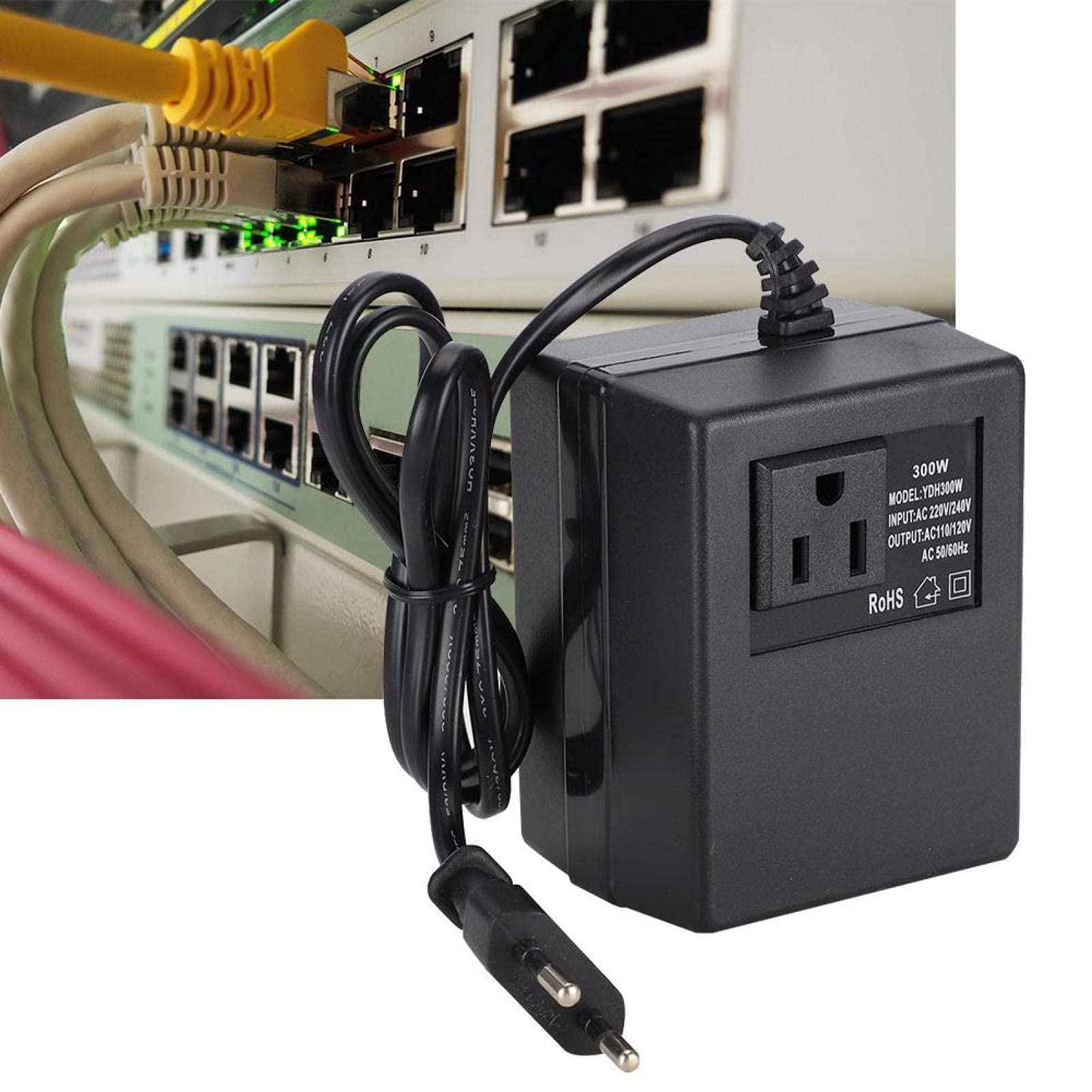 Konwerter wtyczki ue adapter wtyczki podróżnej, przetwornik napięcia transformatora mocy czarny 300W AC 220V na 110V adapter wtyczki ue(UE)