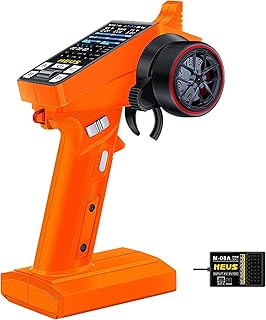 MEUS RACING ME-8A RC Transmitter 8 Channels 2.4GHz and Receiver with Coach Mode for 1/8 1/10 1/18 1/24 RC Crawler Car Boat TRX4 TRX4M SCX10 SCX24 Upgrades Parts (Orange)