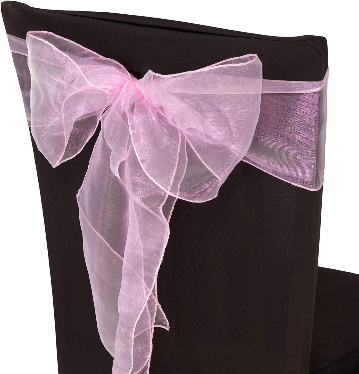 10pcs of Organza Chair Sashes, Fuller Wider Sash, Chair Cover Bows for Wedding Anniversary Reception Christmas Party Events Birthday Décor | 23 Colours | Baby Pink