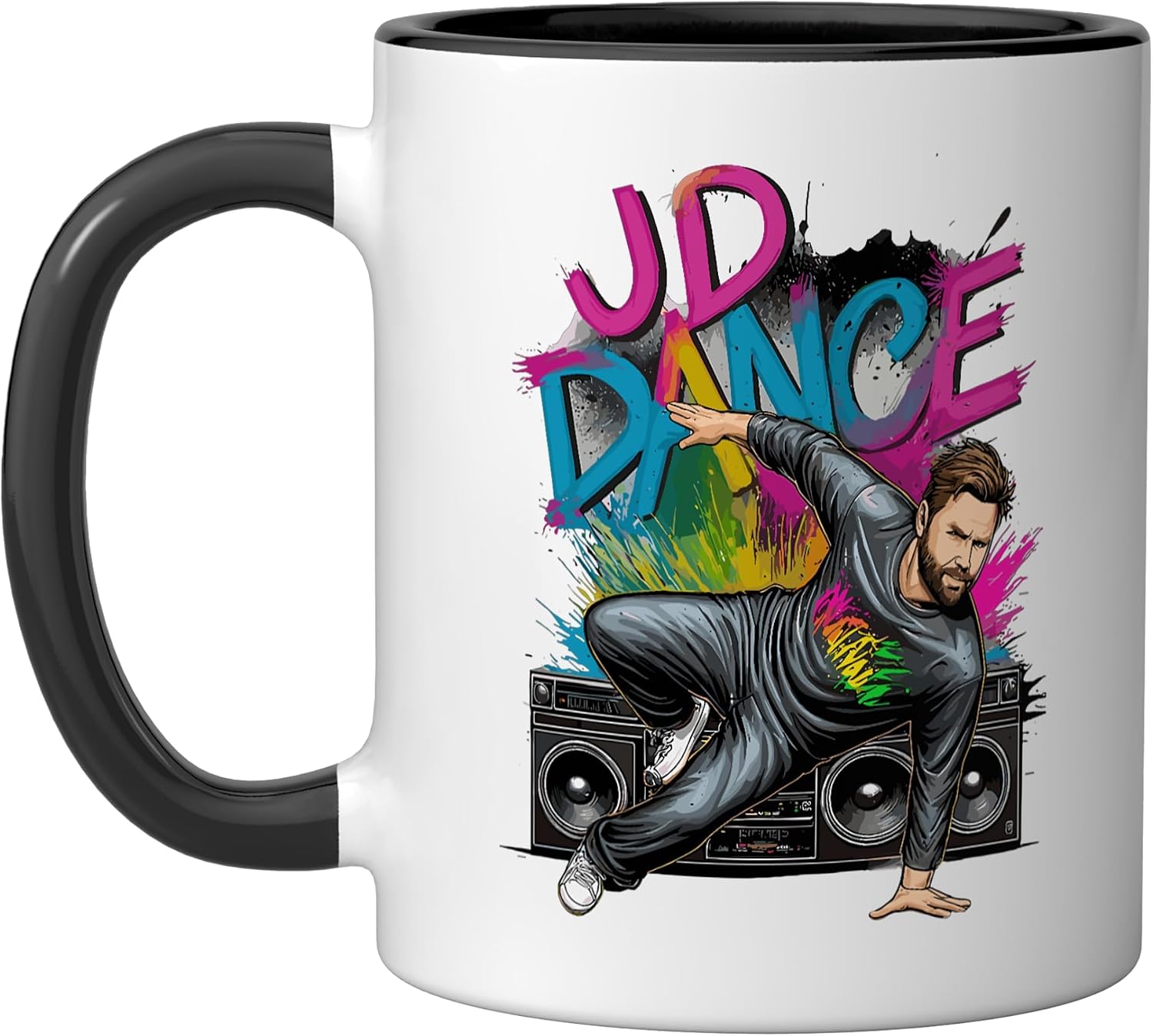 JD Vance Dance Parody Funny Breakdancing Meme Humor Ceramic Mug, Black/White, 15oz image 4
