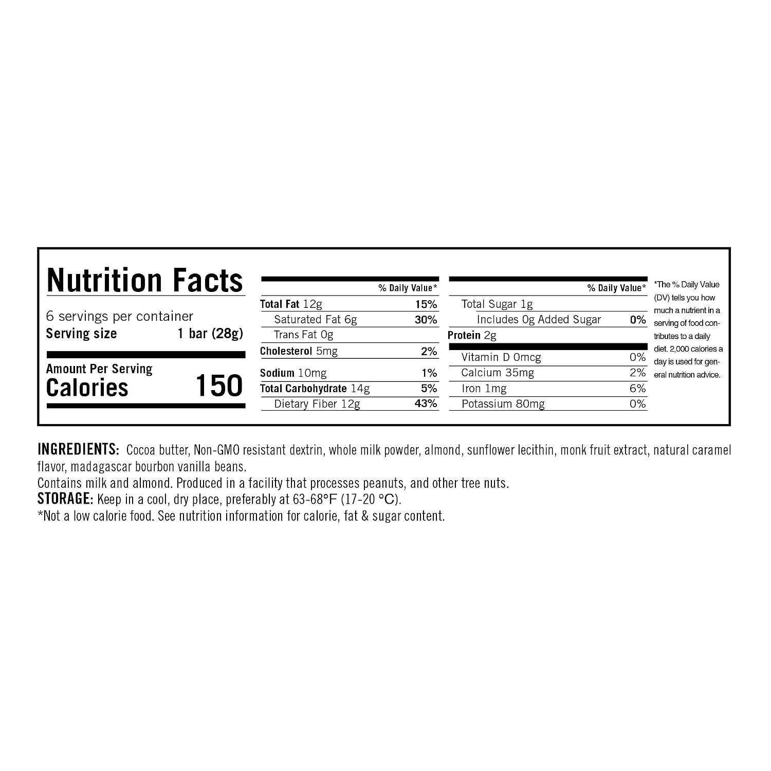 ChocZero's Keto White Chocolate Bark with Almonds - Healthy Roasted Nuts in a Candy Bar - Low Carb, High Fiber (6oz per bag, 2 bags)