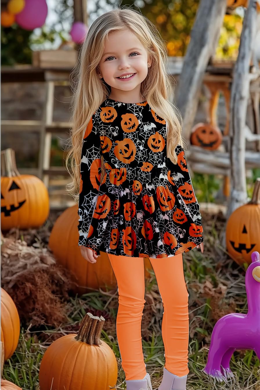 Toddler Girls Skirt Sets Party Outfit Kids Print Clothing Sets 2 Pieces Ruffle Legging Tunic Dress for Size 3 4 Years