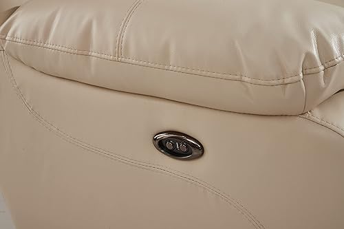 Miniatura 12 de Betsy Furniture Juego de sala de estar de cuero regenerado reclinable eléctrico (marrón, sofá biplaza)