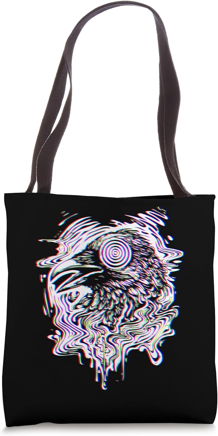 Hypnotic Glitch Raven Trippy Vaporwave Techno Rave EDM Tote Bag