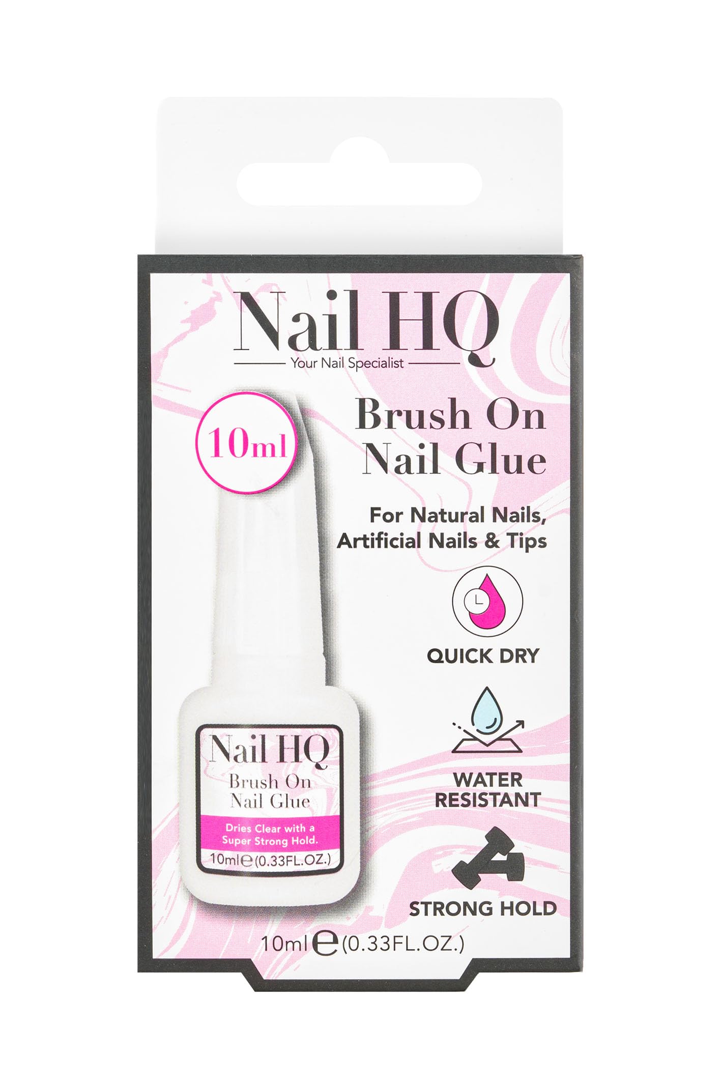 Nail HQ Brush-On Nail Glue 10 ml – Super-Strong Fast-Drying Adhesive for Press-On Nails, Nail Tips, Broken Nails & Nail Art – PETA-Approved, Vegan & Cruelty-Free