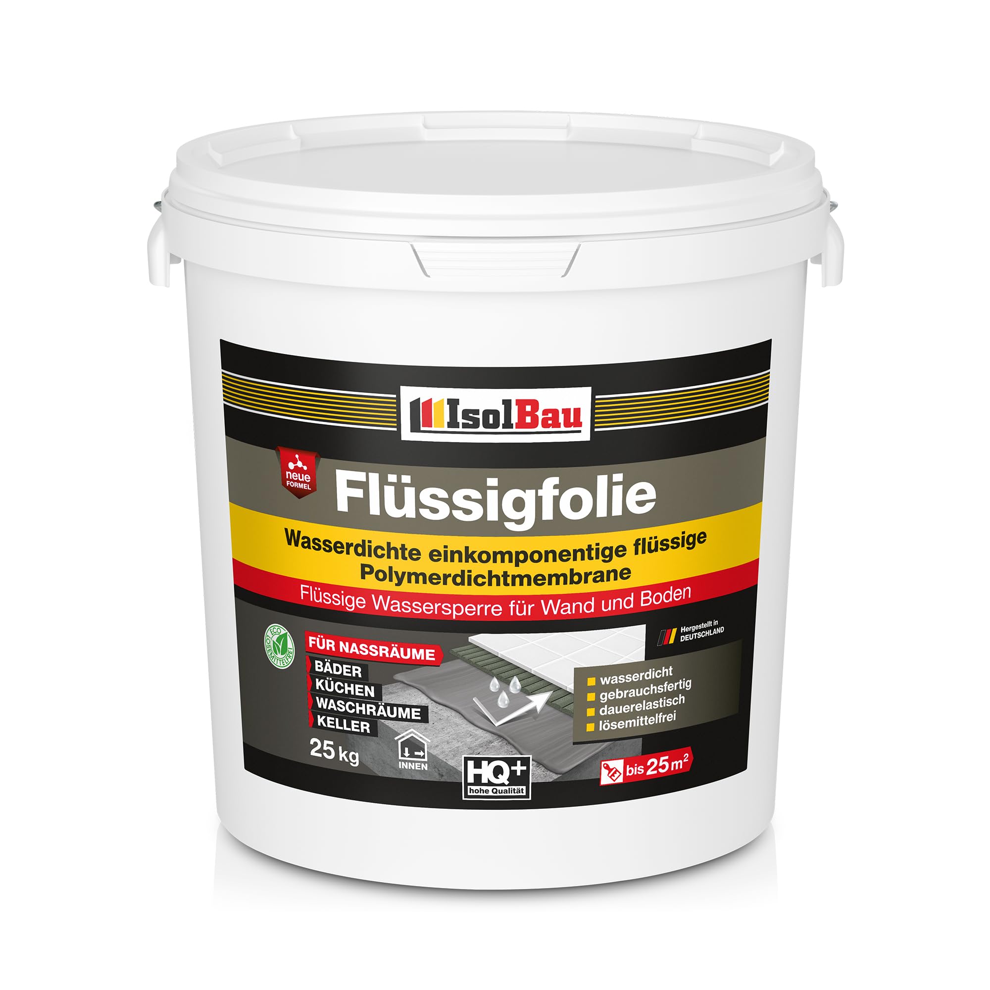 Isolbau Flüssigfolie 25 kg - Abdichtung für Dusche, Bad, Küche - MPA-Zertifikat Duschabdichtung für Wand und Boden - Abdichtungsmasse Wasserdicht und Lösemittelfrei