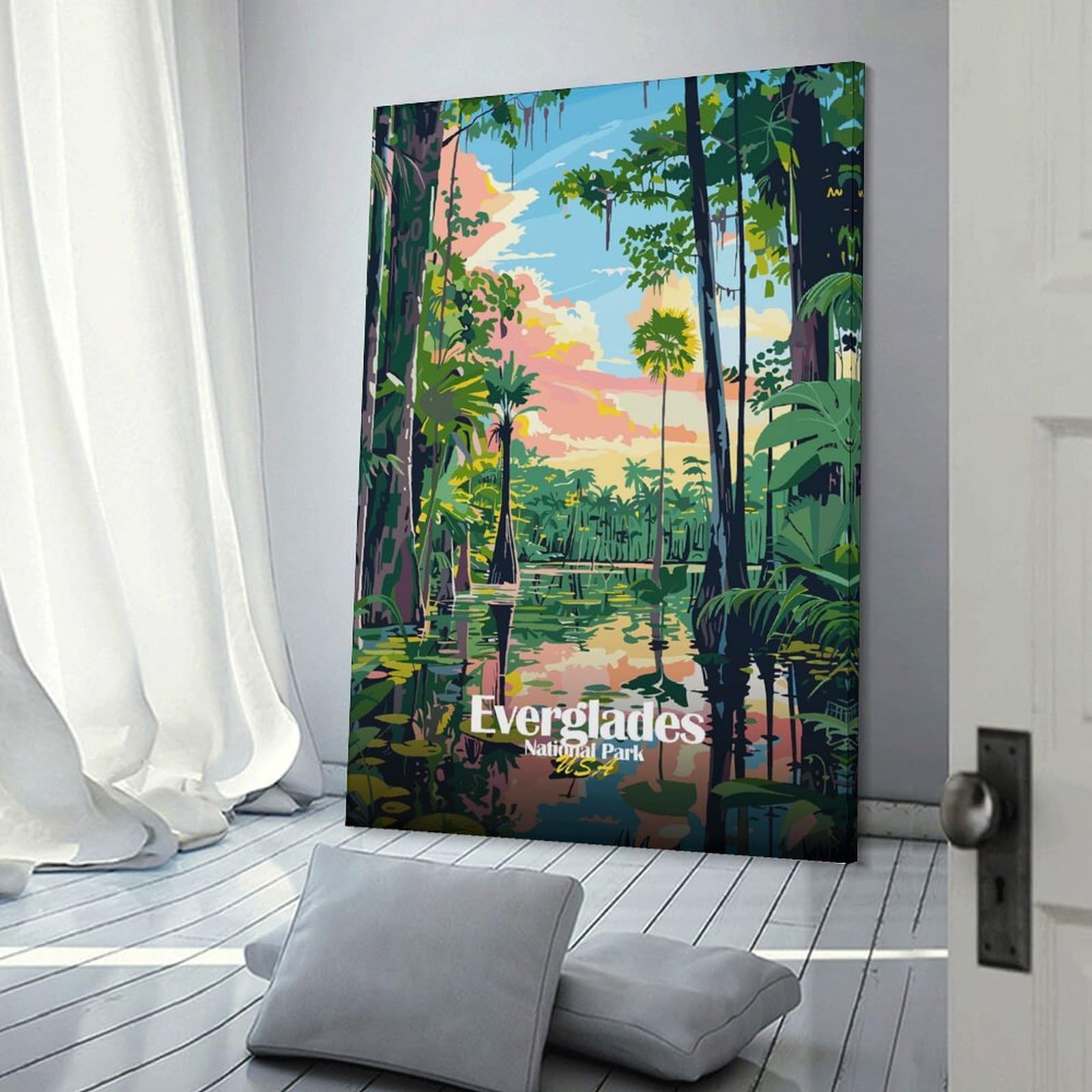 Junmoney Wall Art Print Everglades National Park Illustration, 24x36inch(60x90cm), for Living Room, Bedroom Or Apartment Walls, Modern Wall Decor for Cosy Interiors