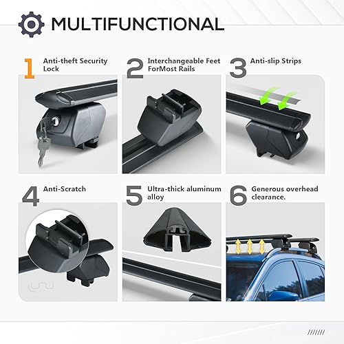 Miniatura 3 de SUORTO Barras transversales de techo resistentes de 350 libras compatibles con Subaru Crosstrek XV 2018-2024 e Impreza 2017-2023 con rieles