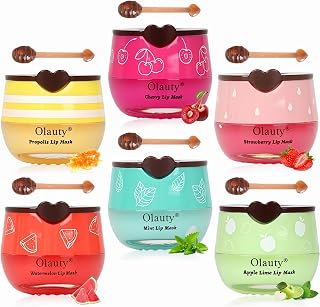 Deepmind 6PCS Bee Lip Balm Honey Pot Propolis Overnight Lip Mask - Hydrating Sleeping Lip Care for Dry Cracked Lips, Valentine's Gifts