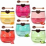 6 PCS Bee Lip Balm Lip Mask Honey Pot, Propolis Lip Mask Overnight Moisturizing Lip Balm with Stick, Sleeping Lip mask Hydrating Prevention Dry & Cracked, Reduce lip Lines