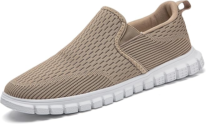 Mens Slip-On Shoes | Casual Breathable Sneakers with Mesh Upper | Non-Slip Walking & Work Loafers for Men